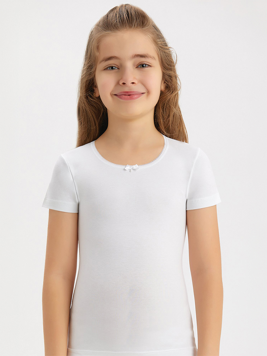 4644-01 Футболка для девочек белая (BAYKAR)